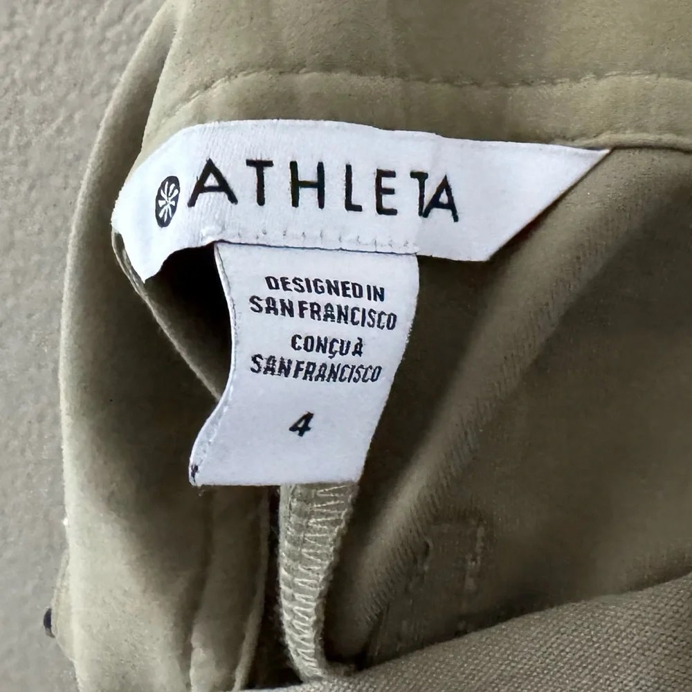 Athleta Skyline Barrel Pants 4 Olive Green Casual Sporty Minimalist Comfort Chic - Picture 14 of 14